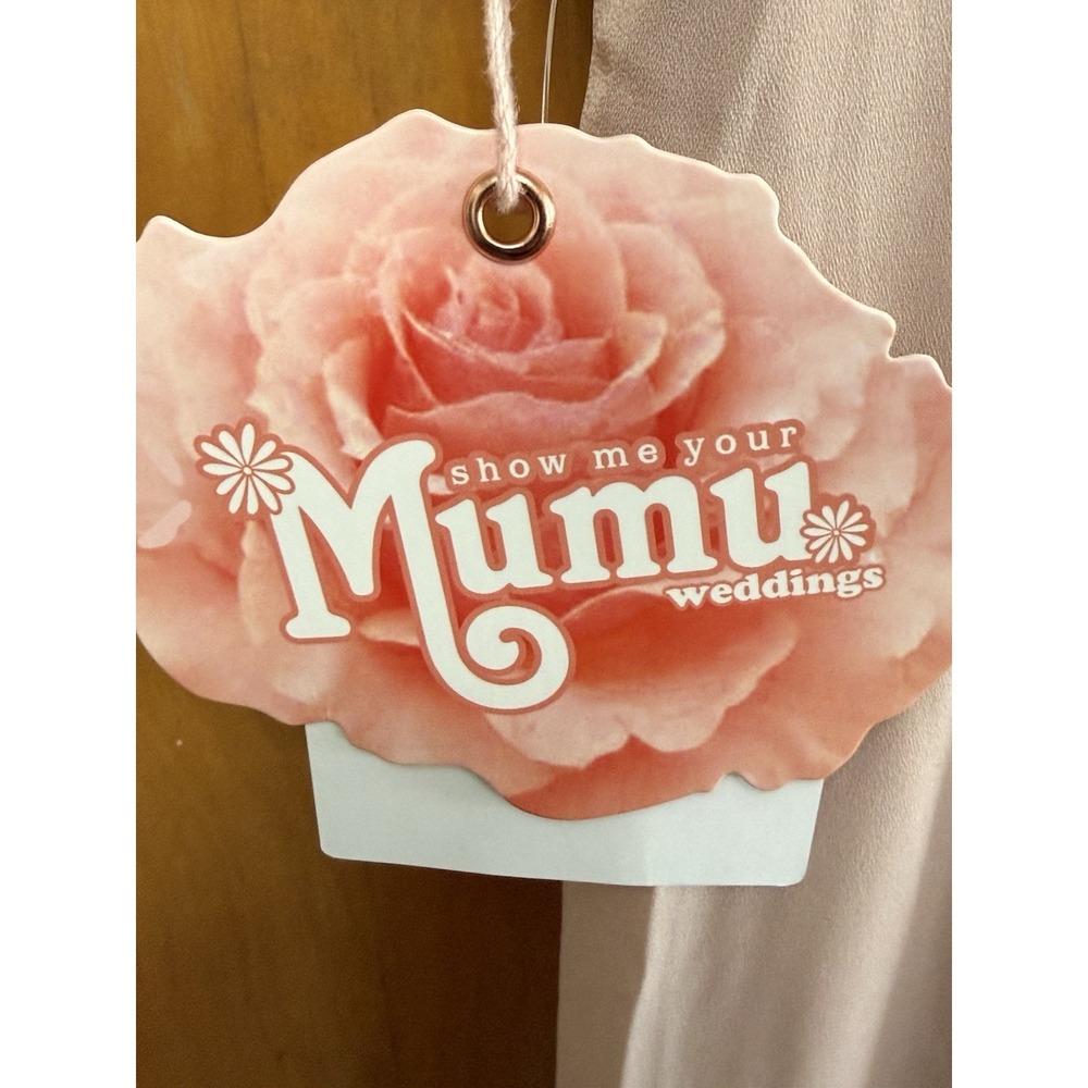 Show Me Your MuMu Jenn Chiffon Bridesmaid Maxi Dress Dusty Blush Sz Large NWT - Picture 8 of 10
